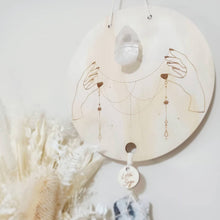 Load image into Gallery viewer, Moonstone - Lepidolite - Clear Quartz - Rose Quartz - Selenite Line Art Clear Quartz Generator