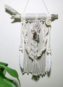 Lepidolite and Agate Geode Mini Macrame