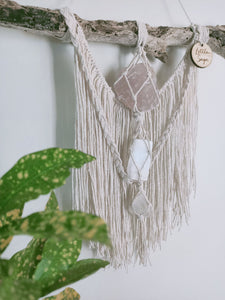 Rose Quartz - Selenite - Clear Quartz Mini Macrame