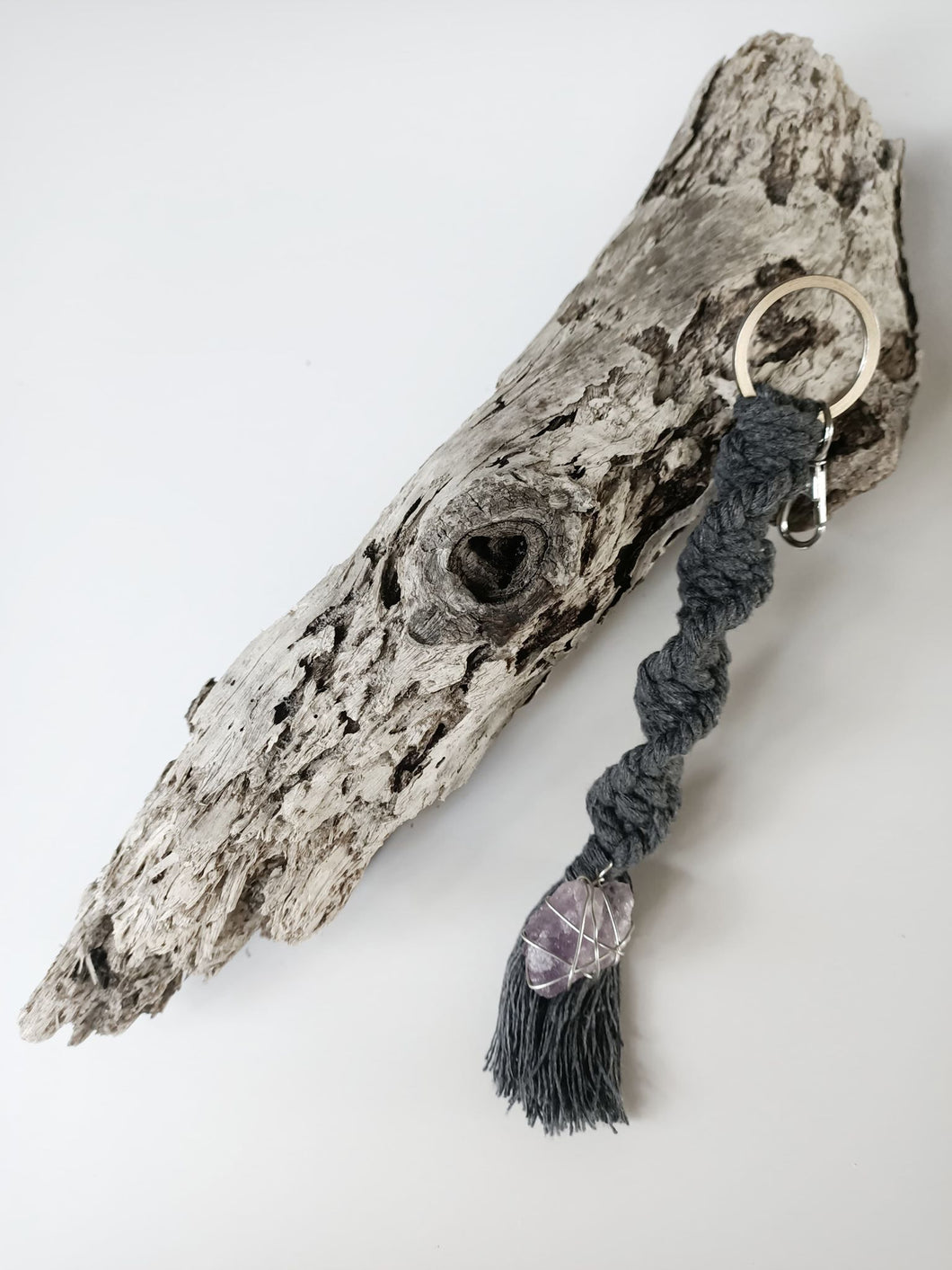 Amethyst Macrame Keychain