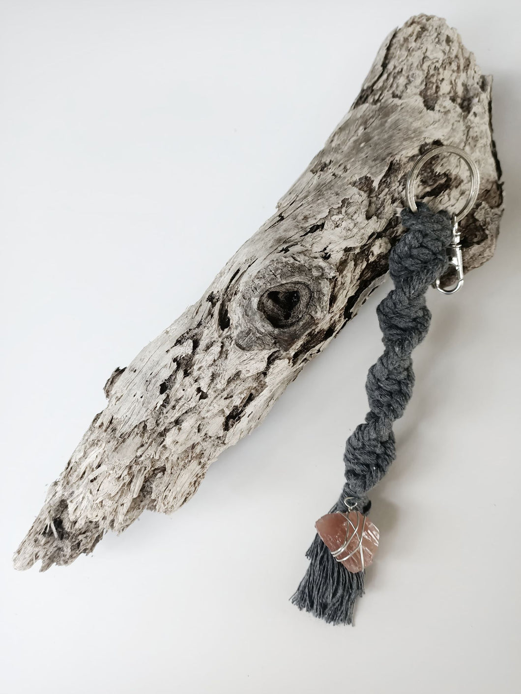 Honey Calcite Macrame Keychain