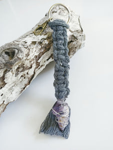 Fluorite Macrame Keychain