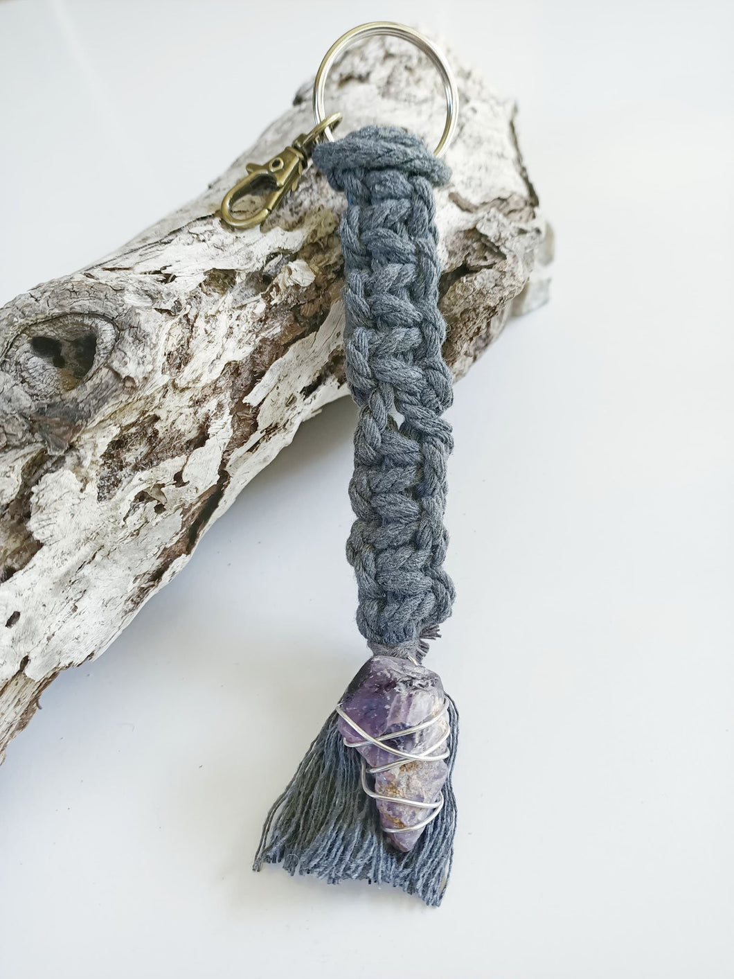 Fluorite Macrame Keychain