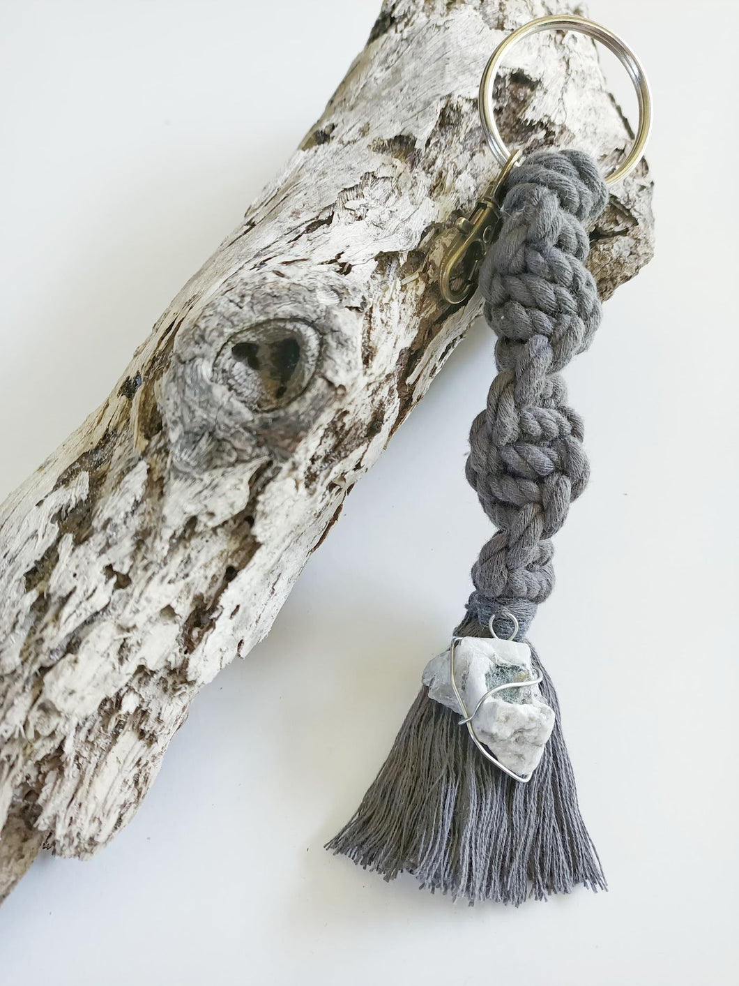 Moonstone Macrame Keychain