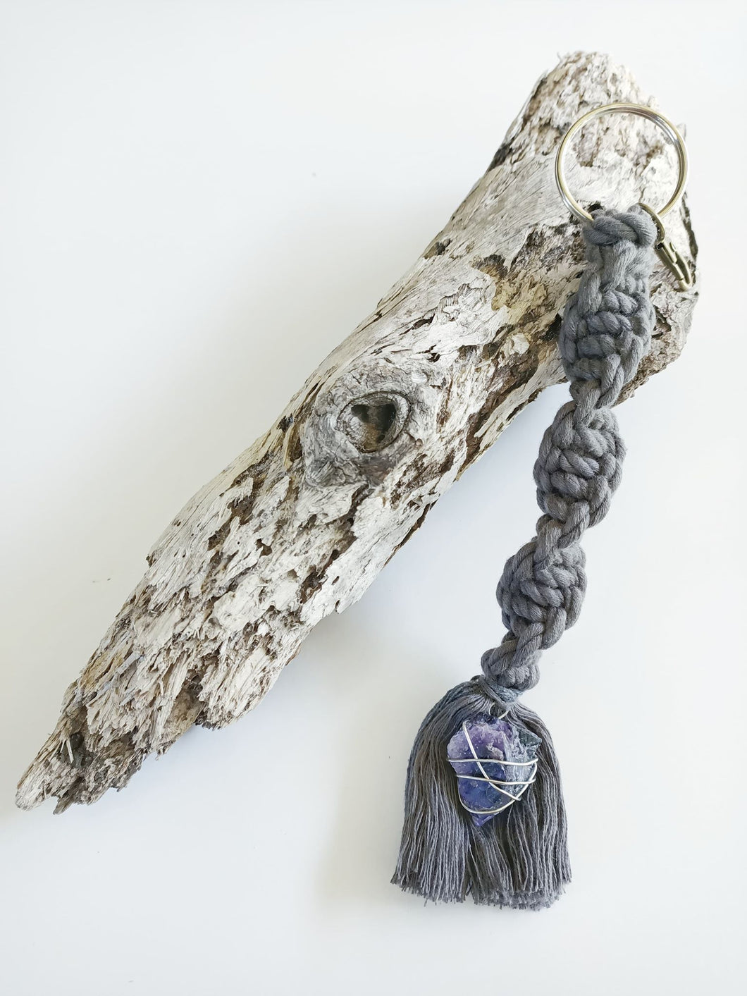 Fluorite Macrame Keychain