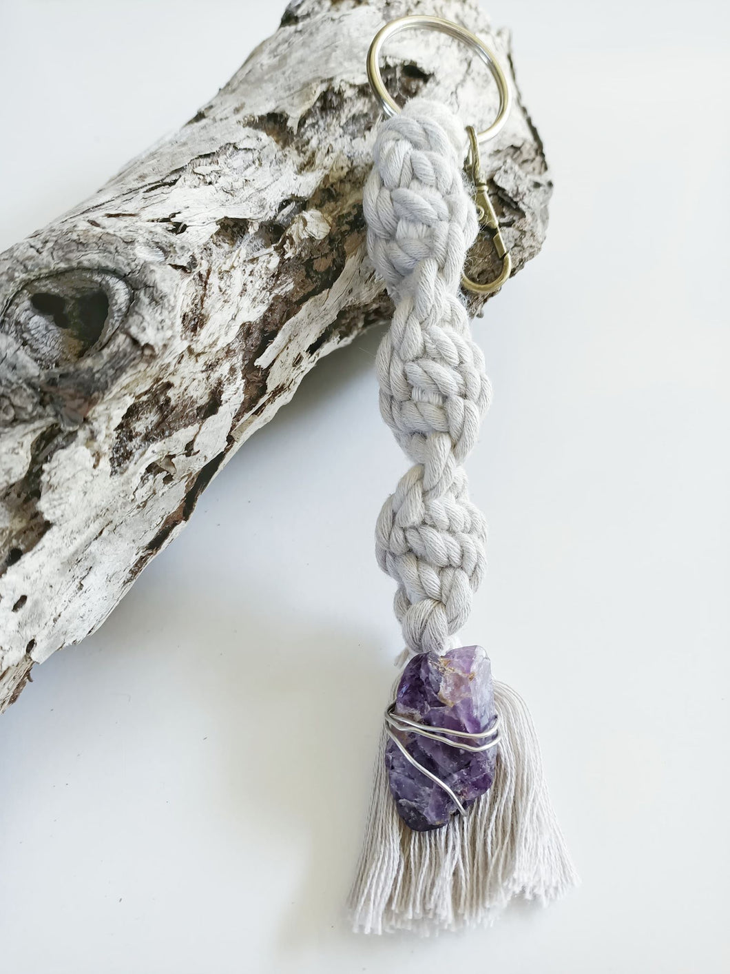 Fluorite Macrame Keychain