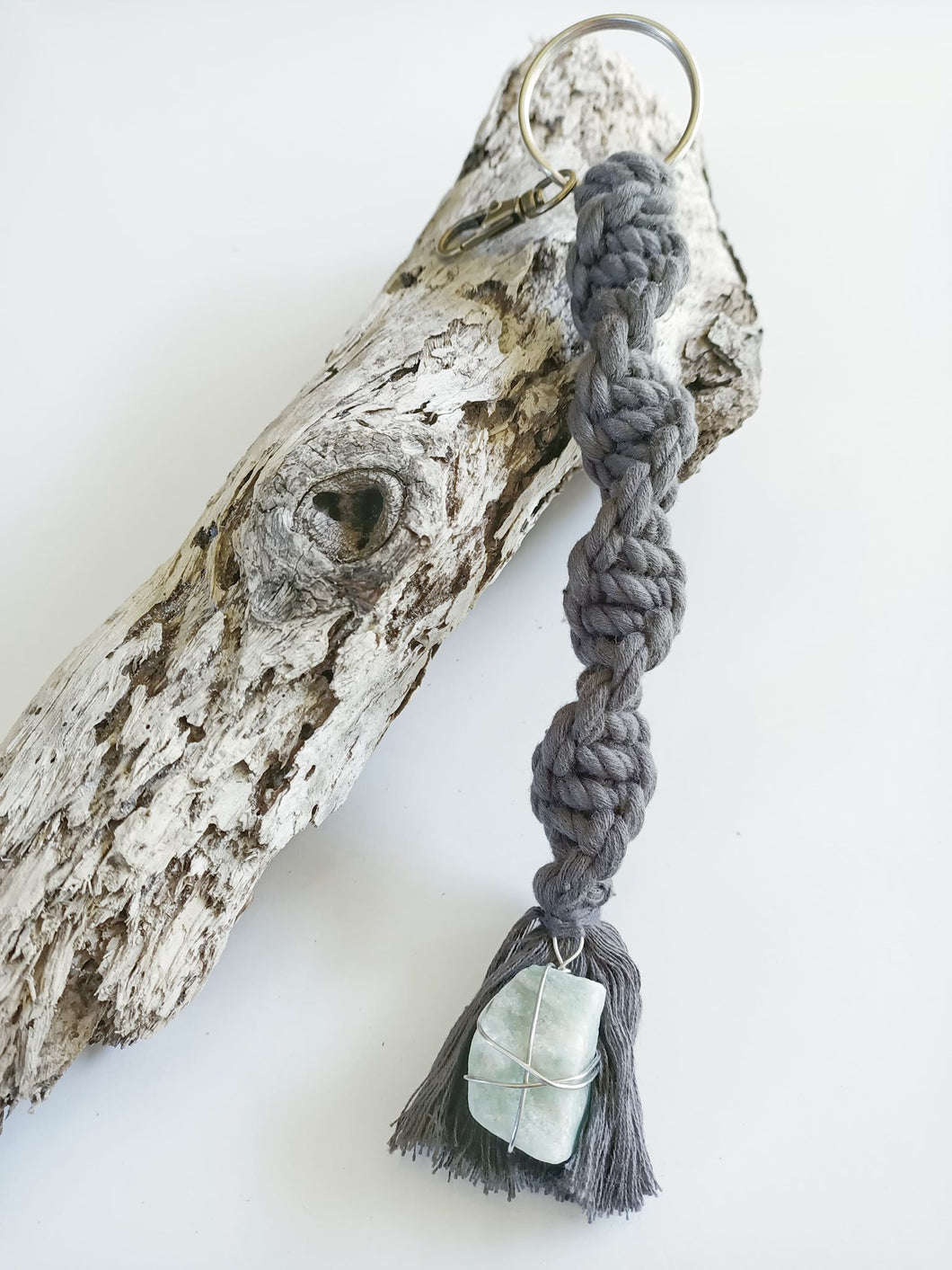 Golden Beryl (Sunshine Stone) Macrame Keychain