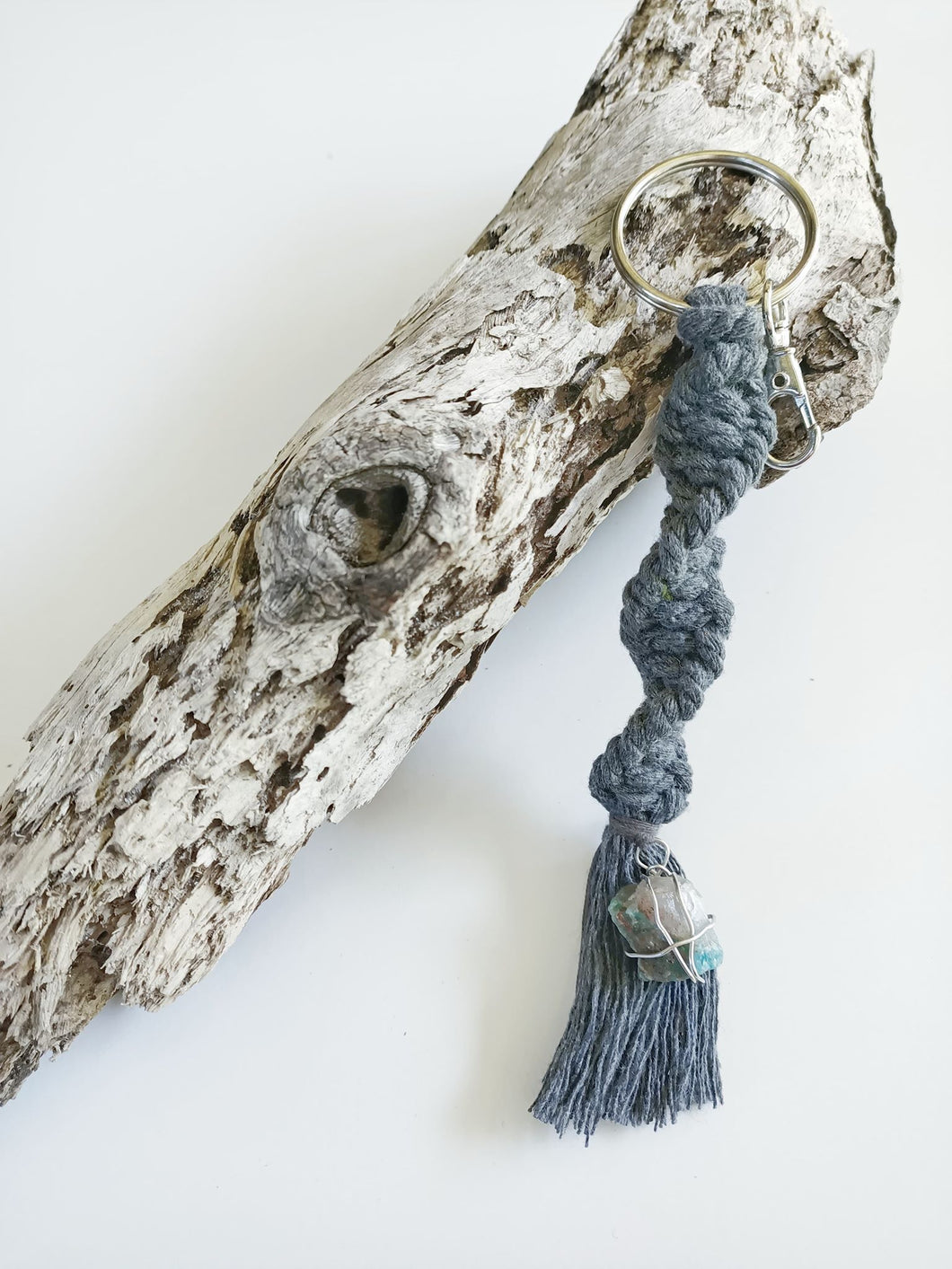 Fluorite Macrame Keychain