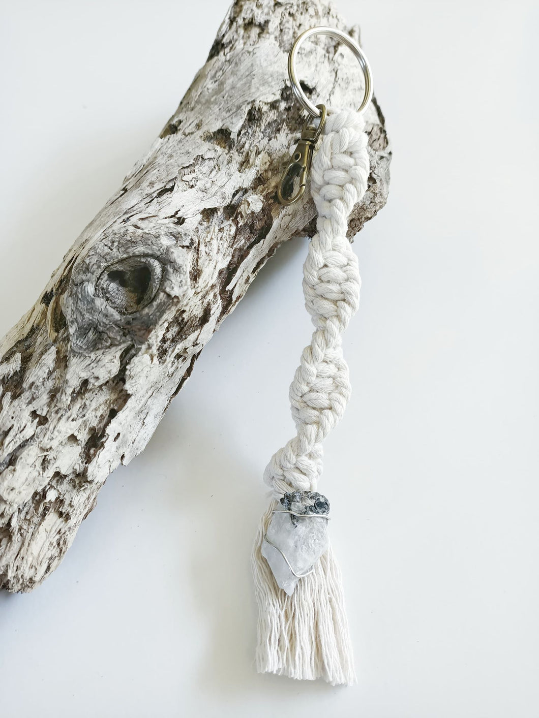 Moonstone Macrame Keychain