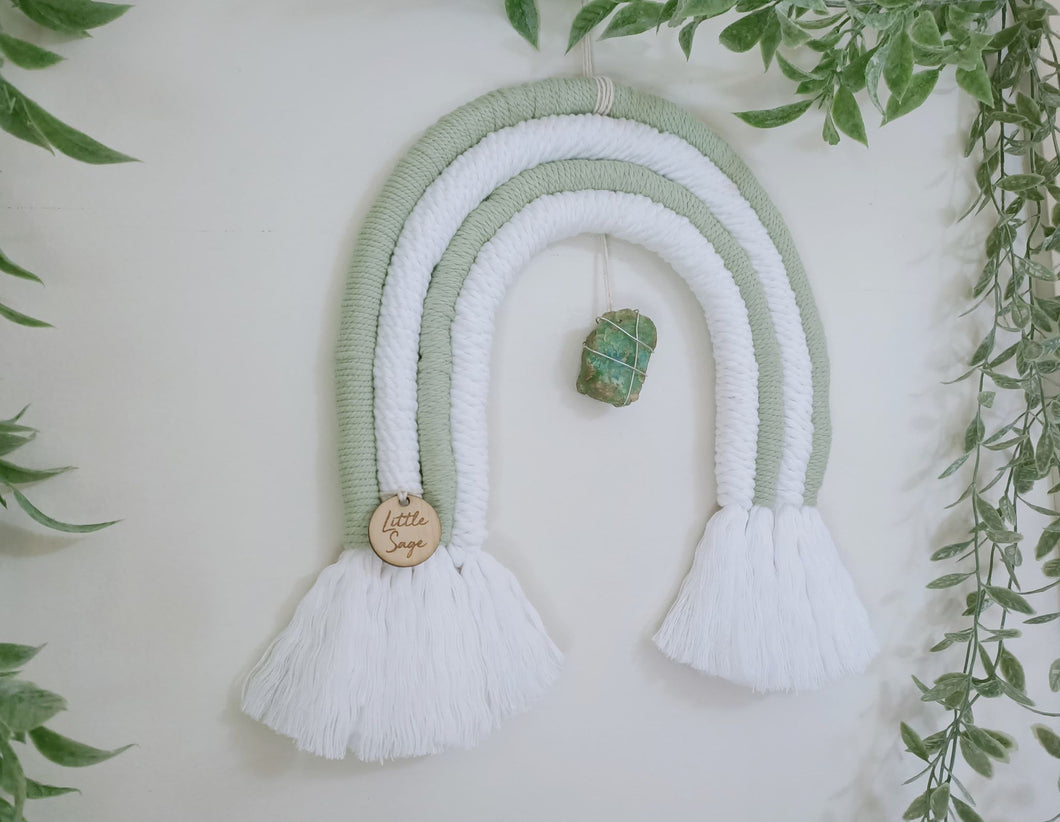 Sage Amazonite Macrame Rainbow Wall Hanging