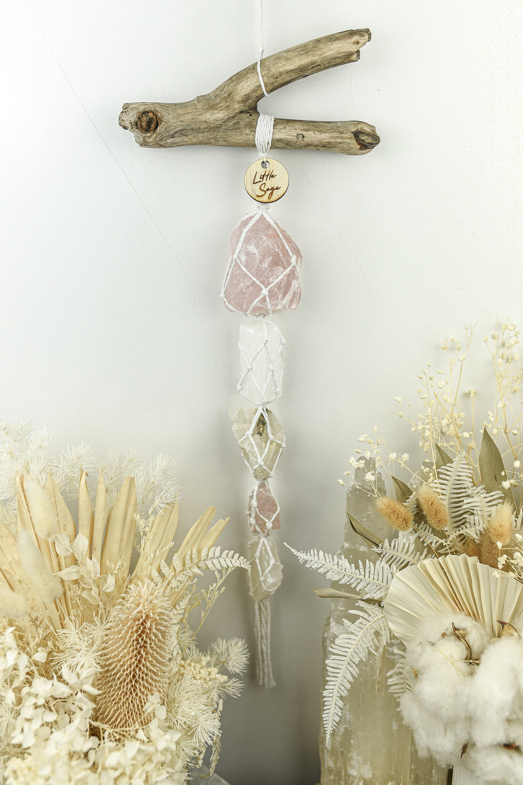 Rose Quartz - Selenite - Green Tourmaline - Rose Quartz - White Calcite