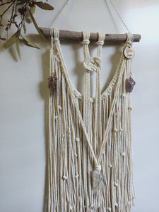 Lepidolite - Amethyst and Clear Quartz Wall Hanging