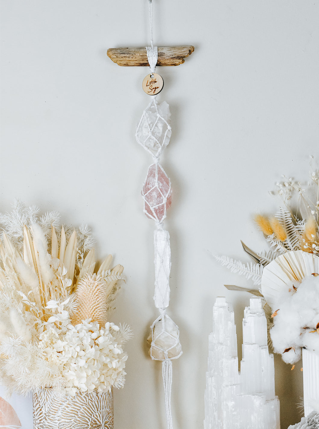 Clear Quartz Cluster - Rose Quartz - Selenite - Cream Moonstone