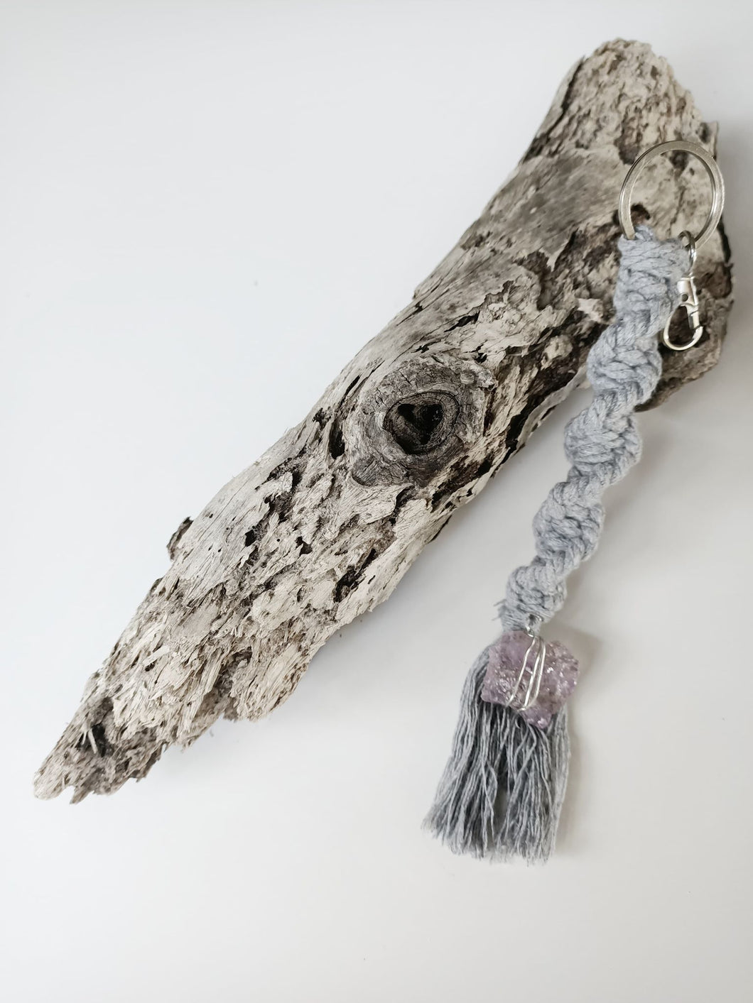 Amethyst Macrame Keychain