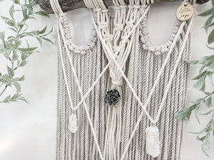 Clear Quartz - Agate Geode - Selenite - Smokey Quartz Wall Hanging