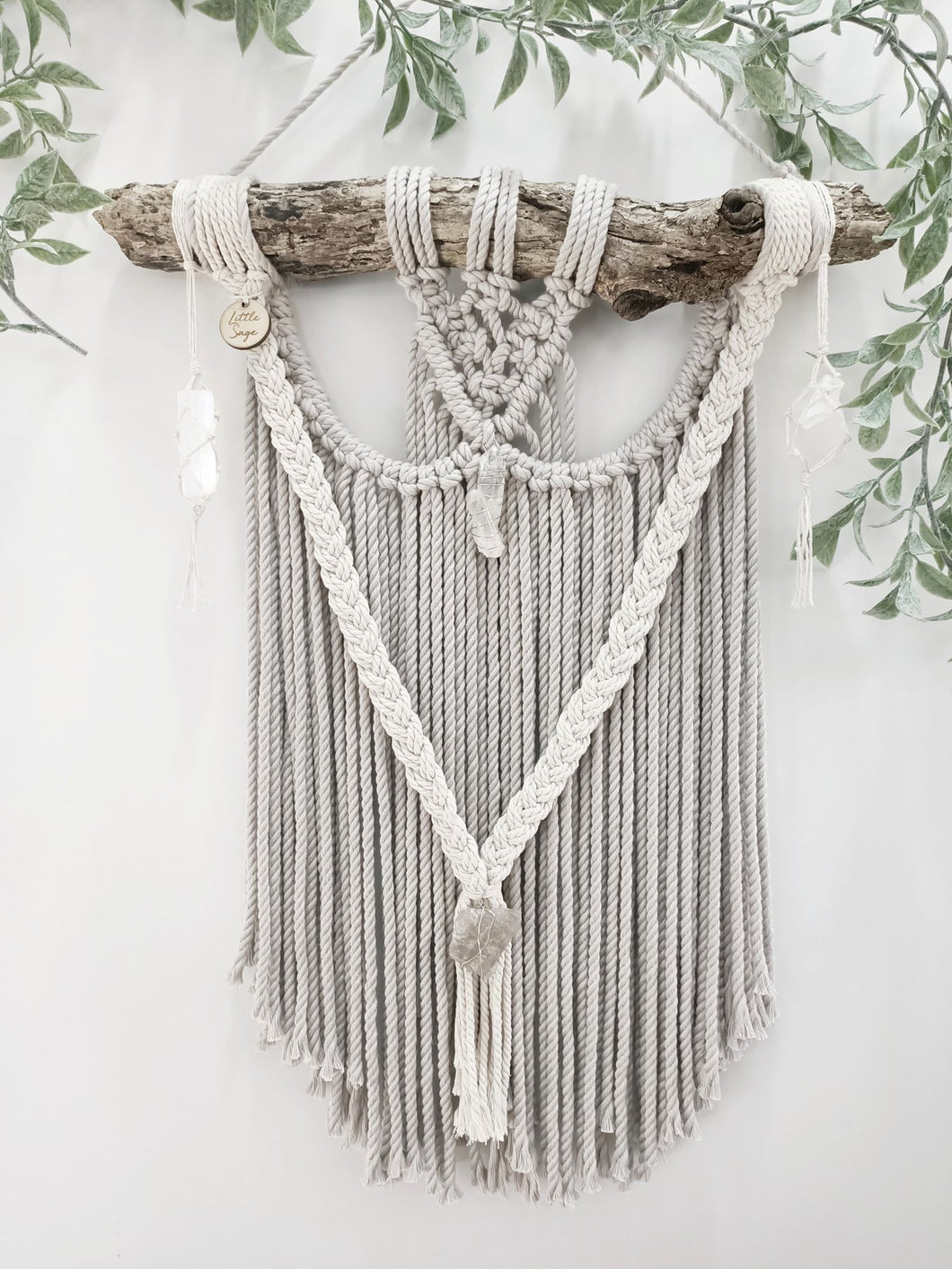 Clear Quartz - Selenite - Smokey Quartz Wall Hanging
