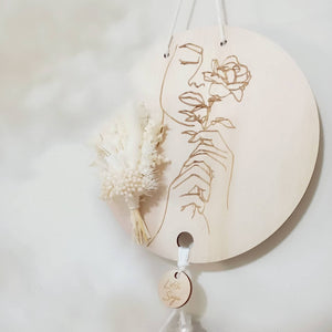 Clear Quartz - Selenite - Rose Quartz Line Art Botanical