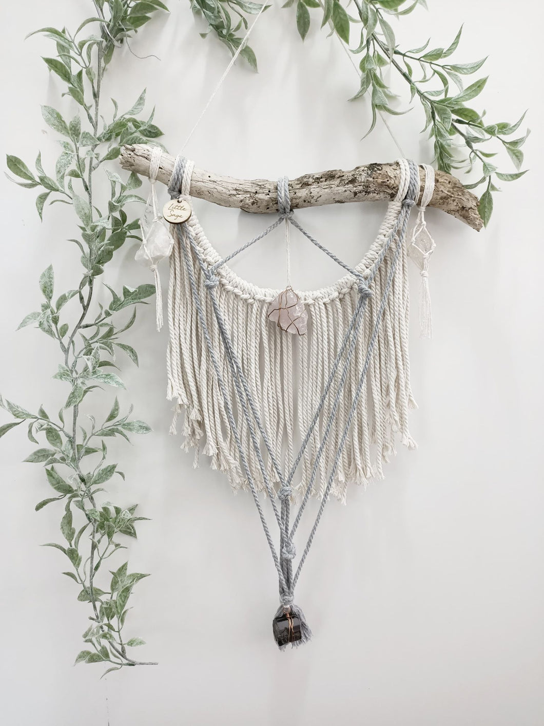 Clear Quartz - Rose Quartz - Smokey Quartz - Tourmaline Wall Hanging