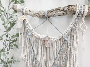 Clear Quartz - Rose Quartz - Smokey Quartz - Tourmaline Wall Hanging