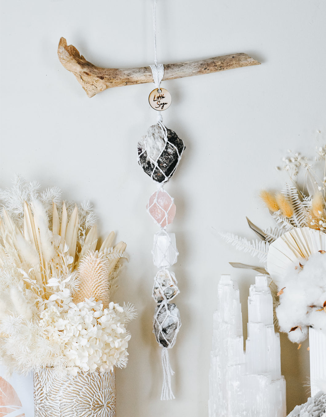 Lepidolite - Rose Quartz - Selenite - Cream Moonstone - Rainbow Moonstone