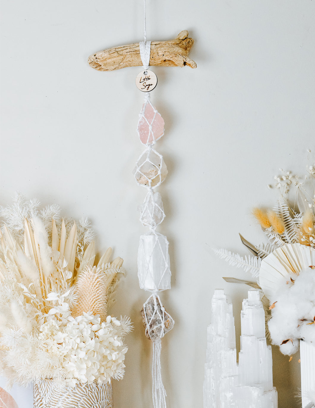 Rose Quartz - Green Tourmaline - Clear Quartz - Selenite - Cream Moonstone