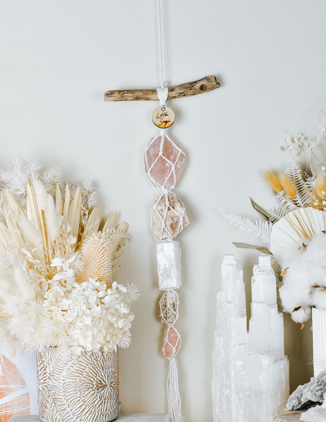 Rose Quartz - Cream Moonstone - Selenite - Green Tourmaline - Rose Quartz