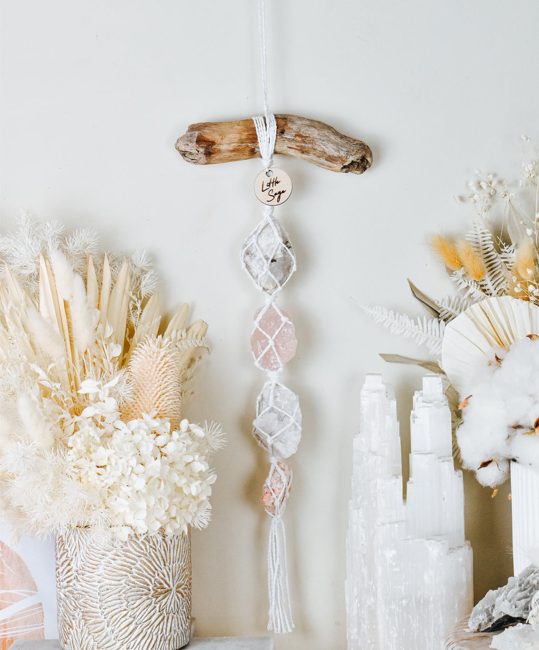 Green Tourmaline - Rose Quartz - Clear Quartz - Sunstone