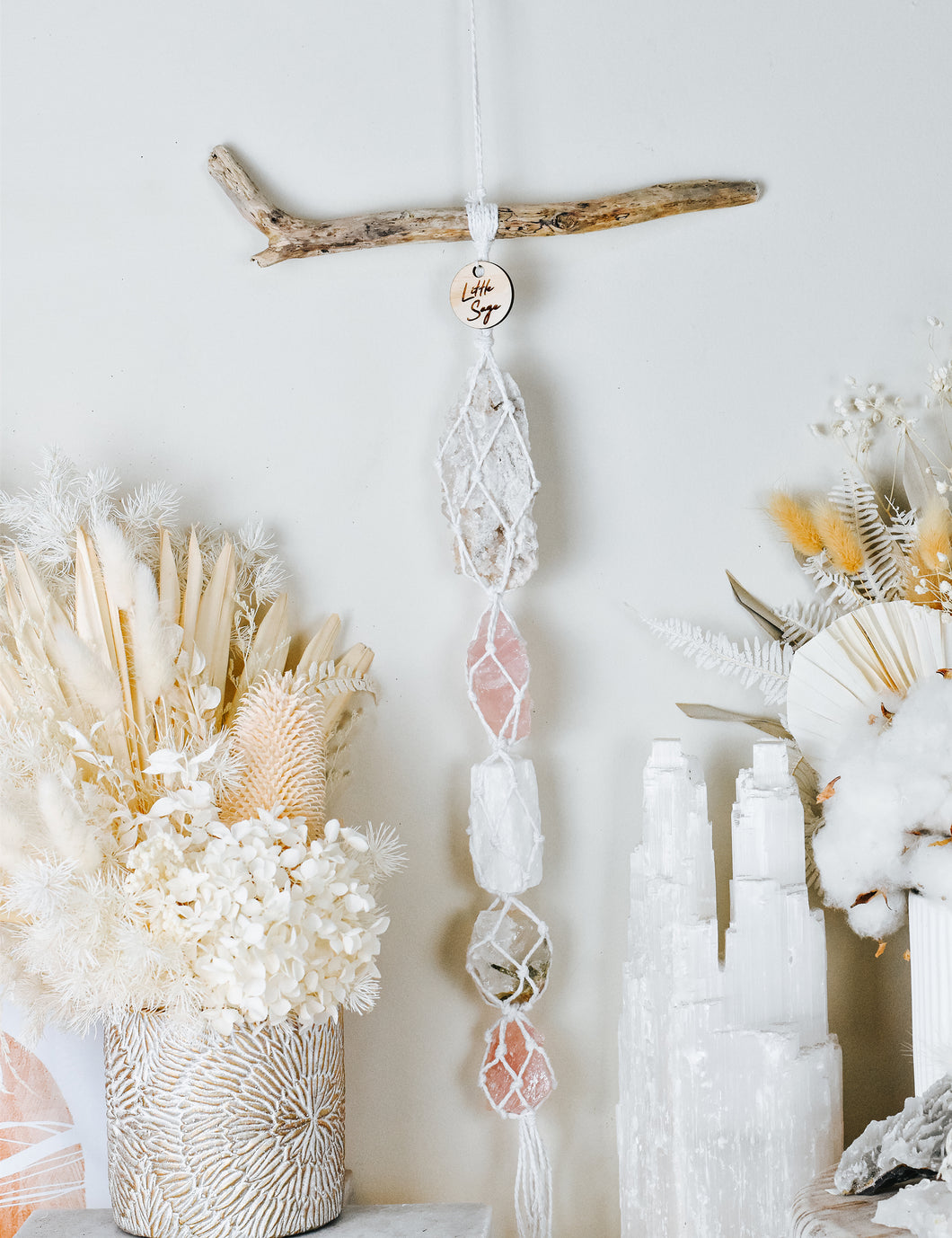 Clear Quartz - Rose Quartz - Selenite - Green Tourmaline - Rose Quartz