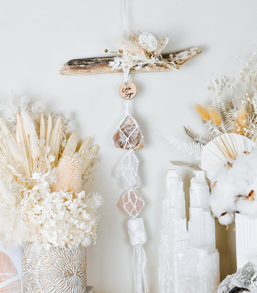 Cream Moonstone - Clear Quartz - Rose Quartz - Selenite Botanical Range