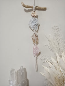 Green Tourmaline - Honey Calcite- Rose Quartz