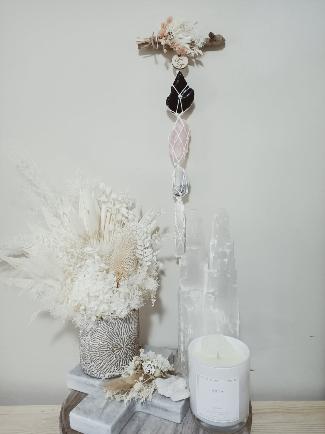 Black Obsidian - Rose Quartz - Moonstone - Selenite - Botanical Range