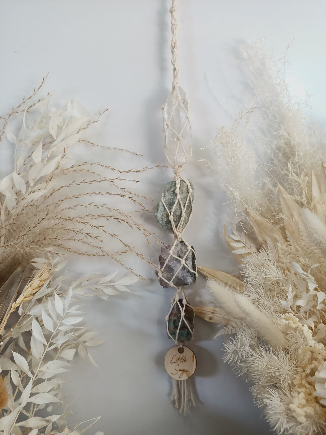 Clear Quartz -Kyanite - Amethyst - Amazonite Petite Wall Stand