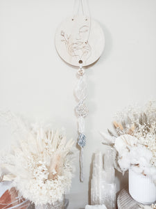 Clear Quartz Cluster - Cream Moonstone - Selenite - Blue Calcite Line Art