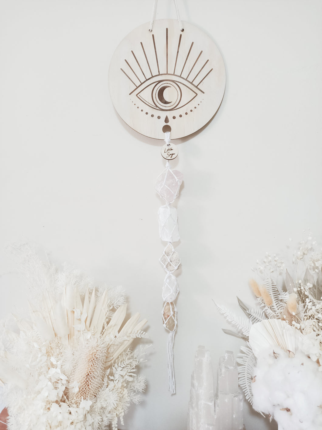 Rose Quartz - Selenite - Cream Moonstone - White Calcite - Honey Calcite Line Art