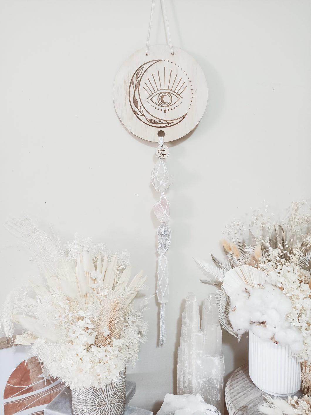 Clear Quartz - Rose Quartz - Moonstone - Selenite Line Art