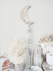 Clear Quartz - Rose Quartz - Cream Moonstone - Selenite - Golden beryl Line Art