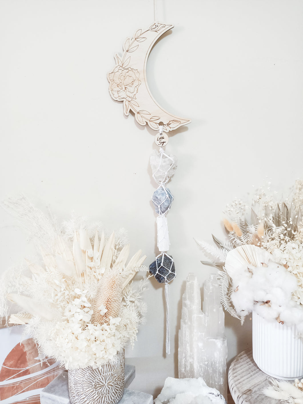 Clear Quartz - Blue Calcite - Selenite - Sodalite Line Art