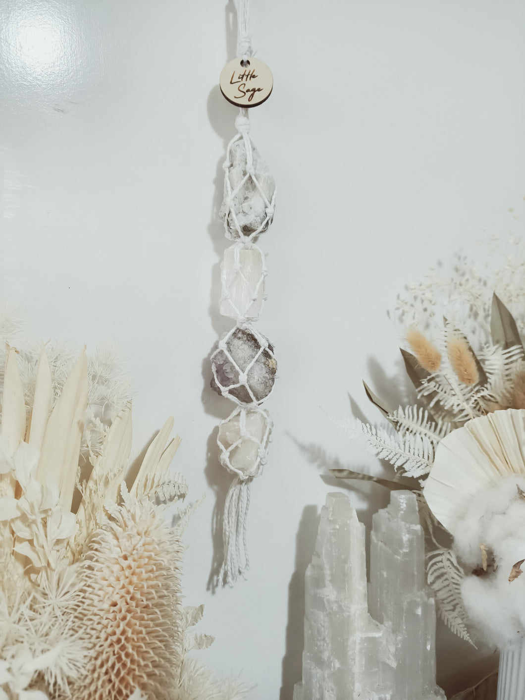 Moonstone - Selenite - Amethyst Cluster - White Calcite Petite Droplet