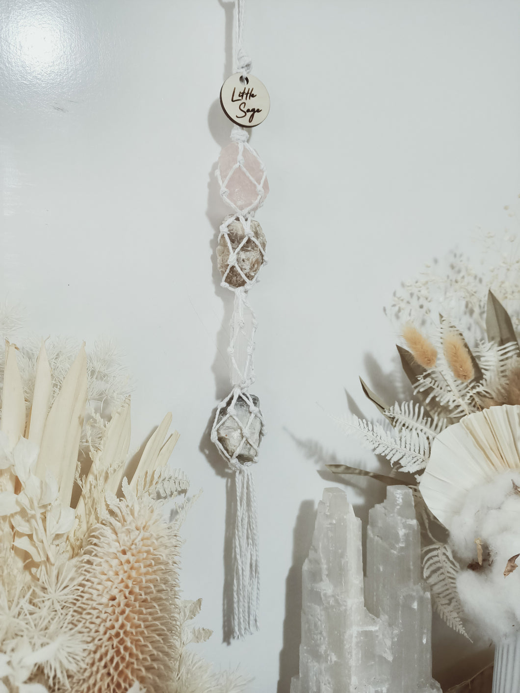 Rose Quartz - Cream Moonstone - Selenite - Rainbow Moonstone Petite Droplet