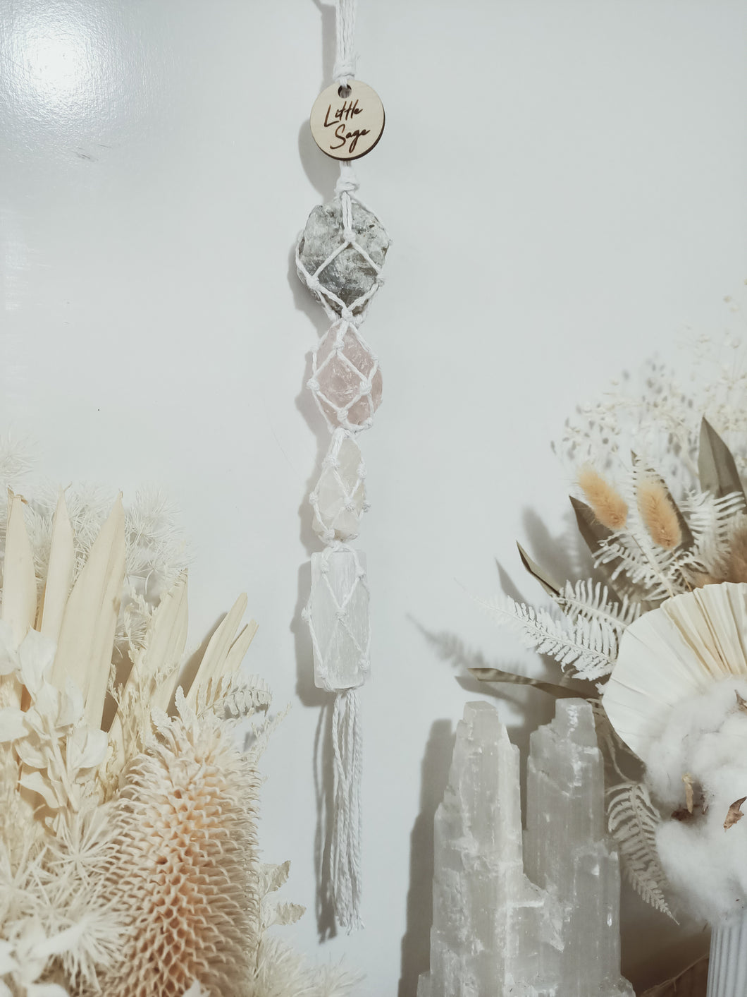 Moonstone - Rose Quartz - White Calcite - Selenite Petite Droplet