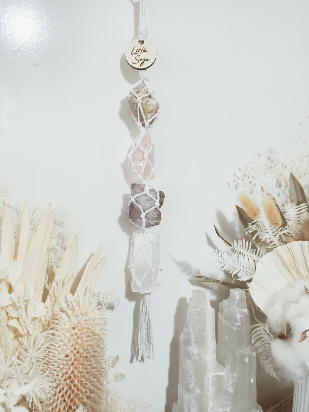 Cream Moonstone - Rose Quartz - Amethyst - Selenite Petite Droplet