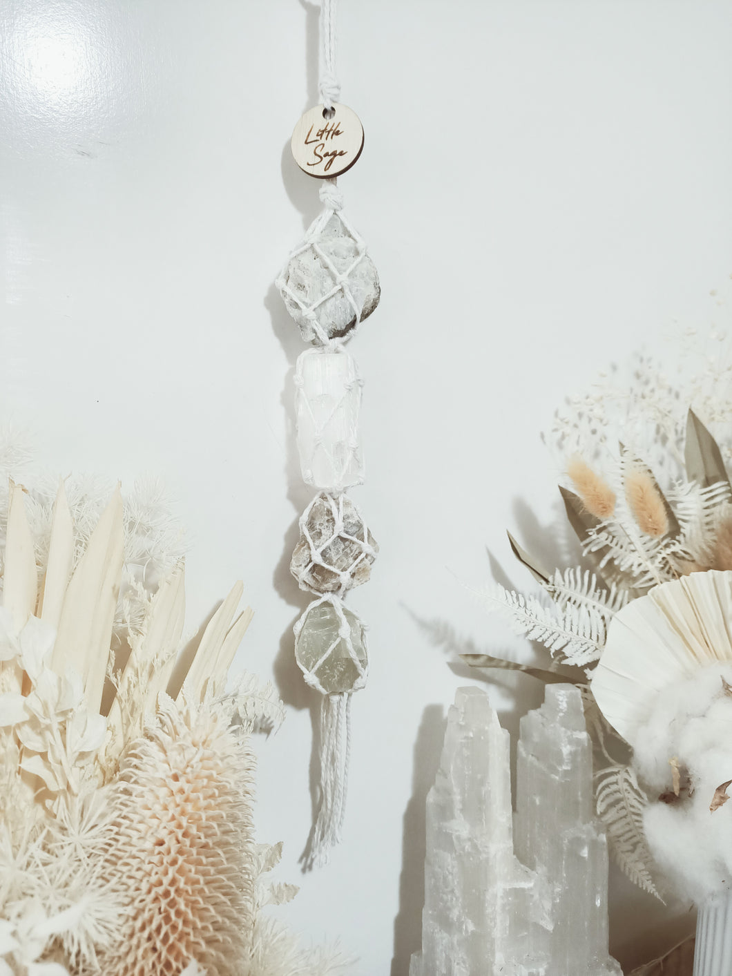 Rainbow Moonstone - Selenite - Cream Moonstone - Green Rutile Petite Droplet