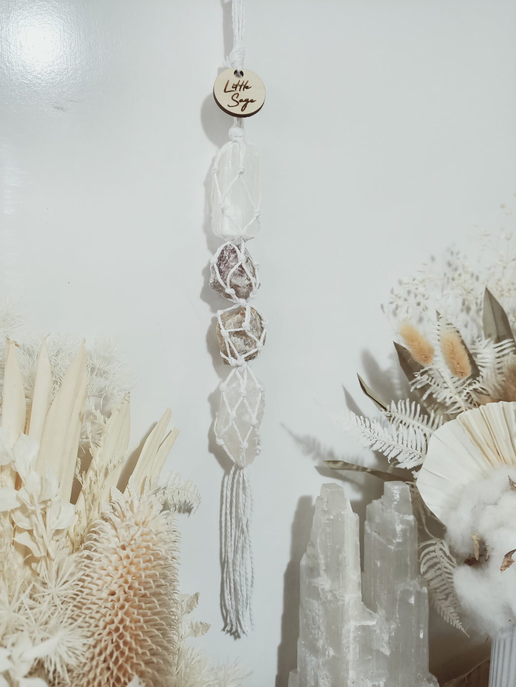 Selenite - Tanzurine - Cream Moonstone - White Calcite Petite Droplet