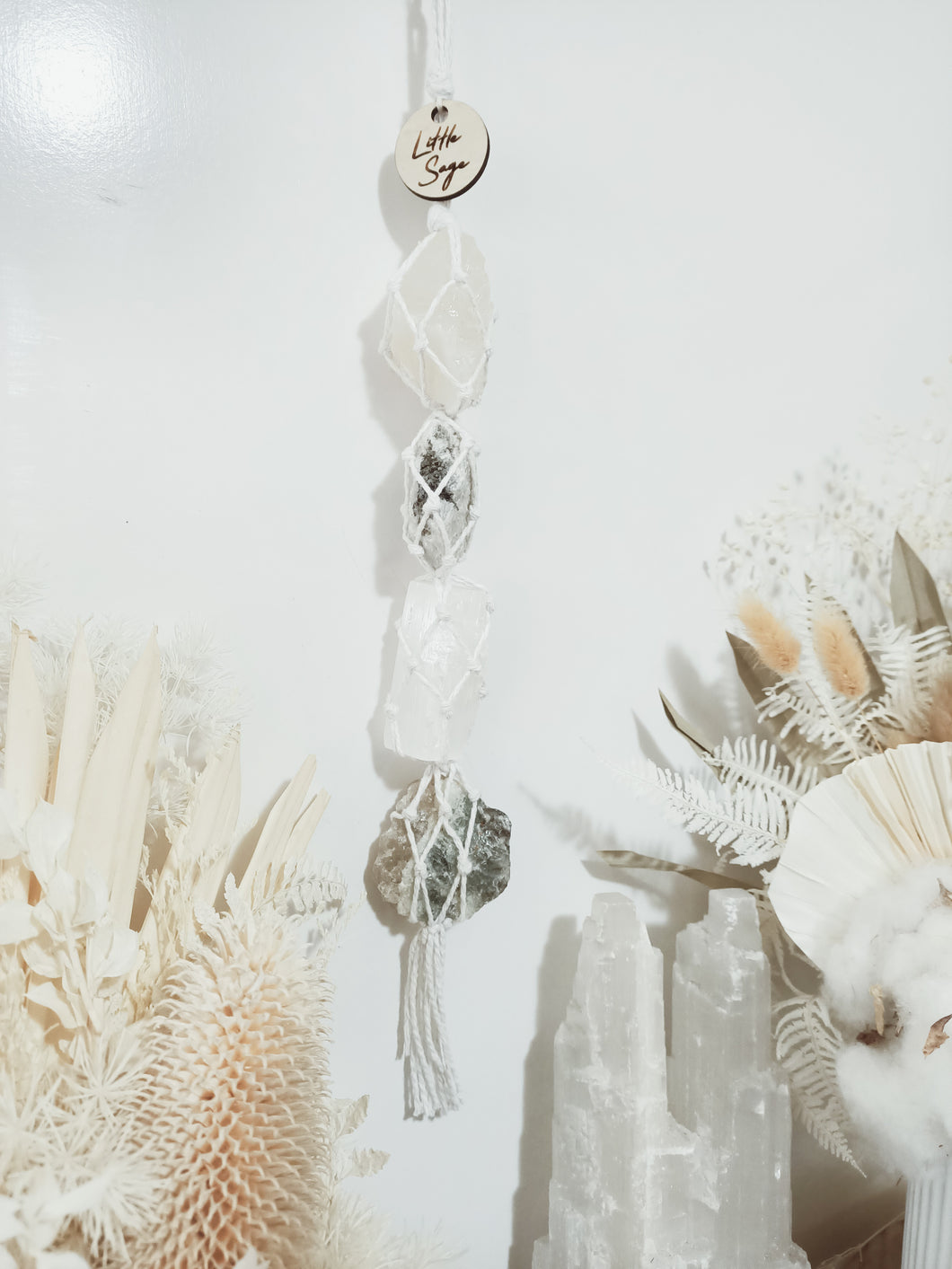 White Calcite - Moonstone - Selenite - Golden Beryl Petite Droplet
