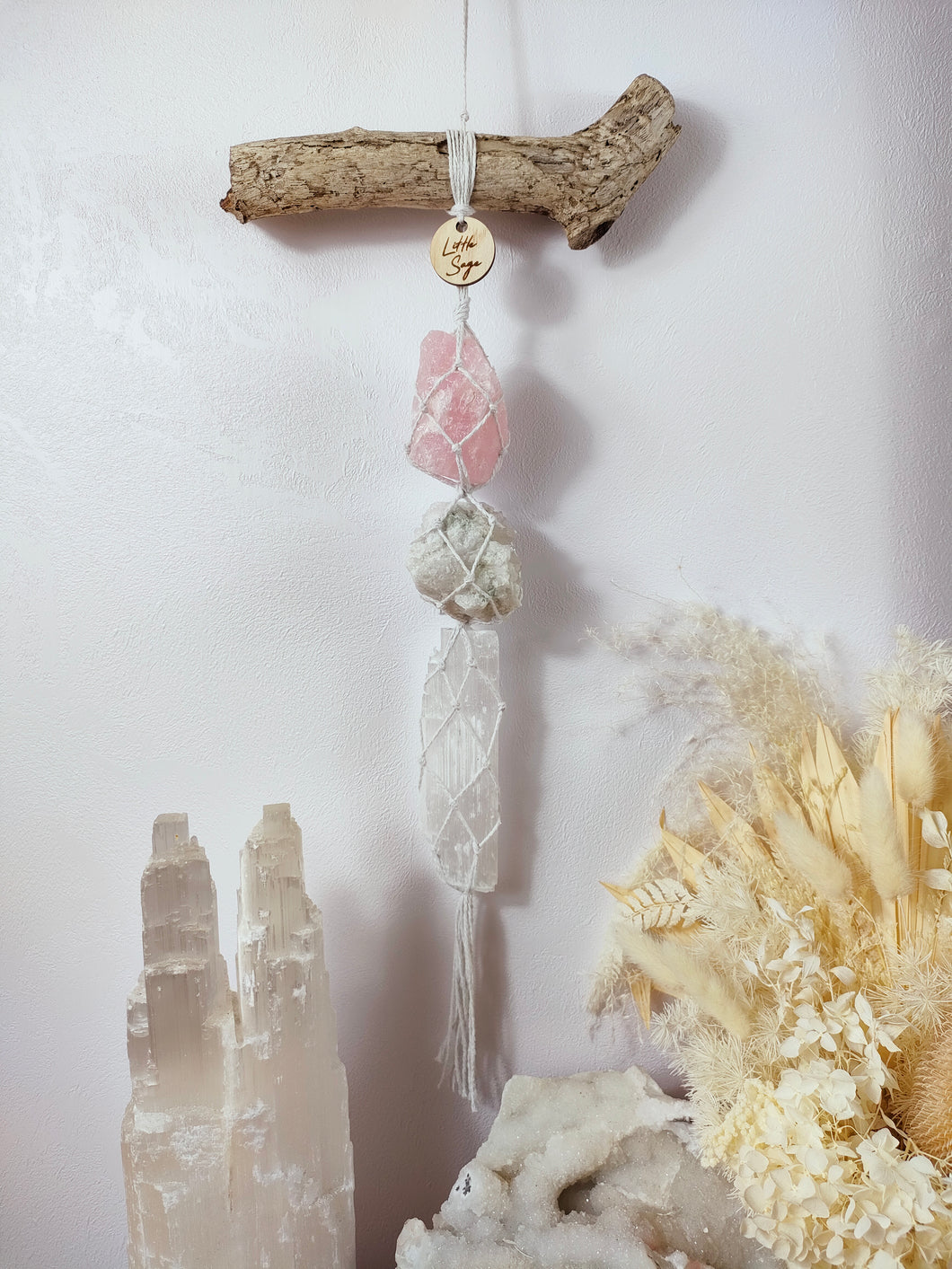 Rose Quartz - Clear Quartz Cluster - Selenite
