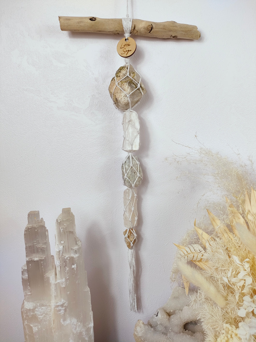 Green Tourmaline - Selenite - Moonstone - White Calcite - Cream Moonstone