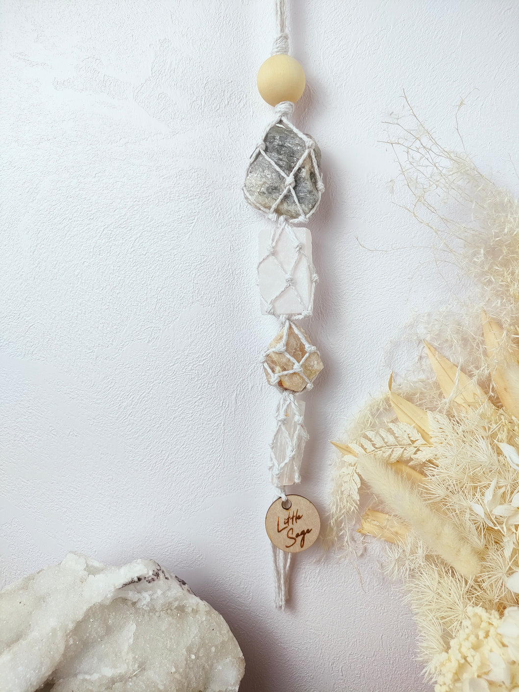 Golden Beryl - White Calcite - Cream Moonstone - Selenite Petite