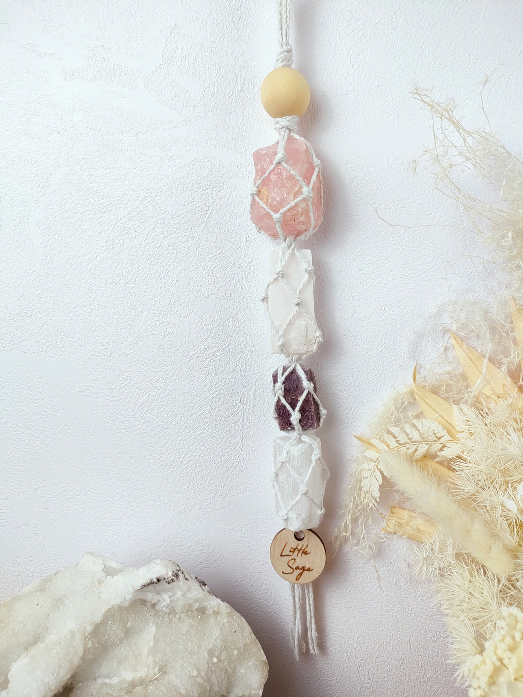 Rose Quartz - White Calcite - Lepidolite - Selenite Petite