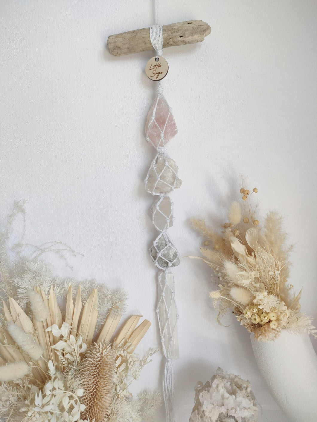 Rose Quartz - Clear Quartz Cluster - White Calcite - Moonstone - Selenite