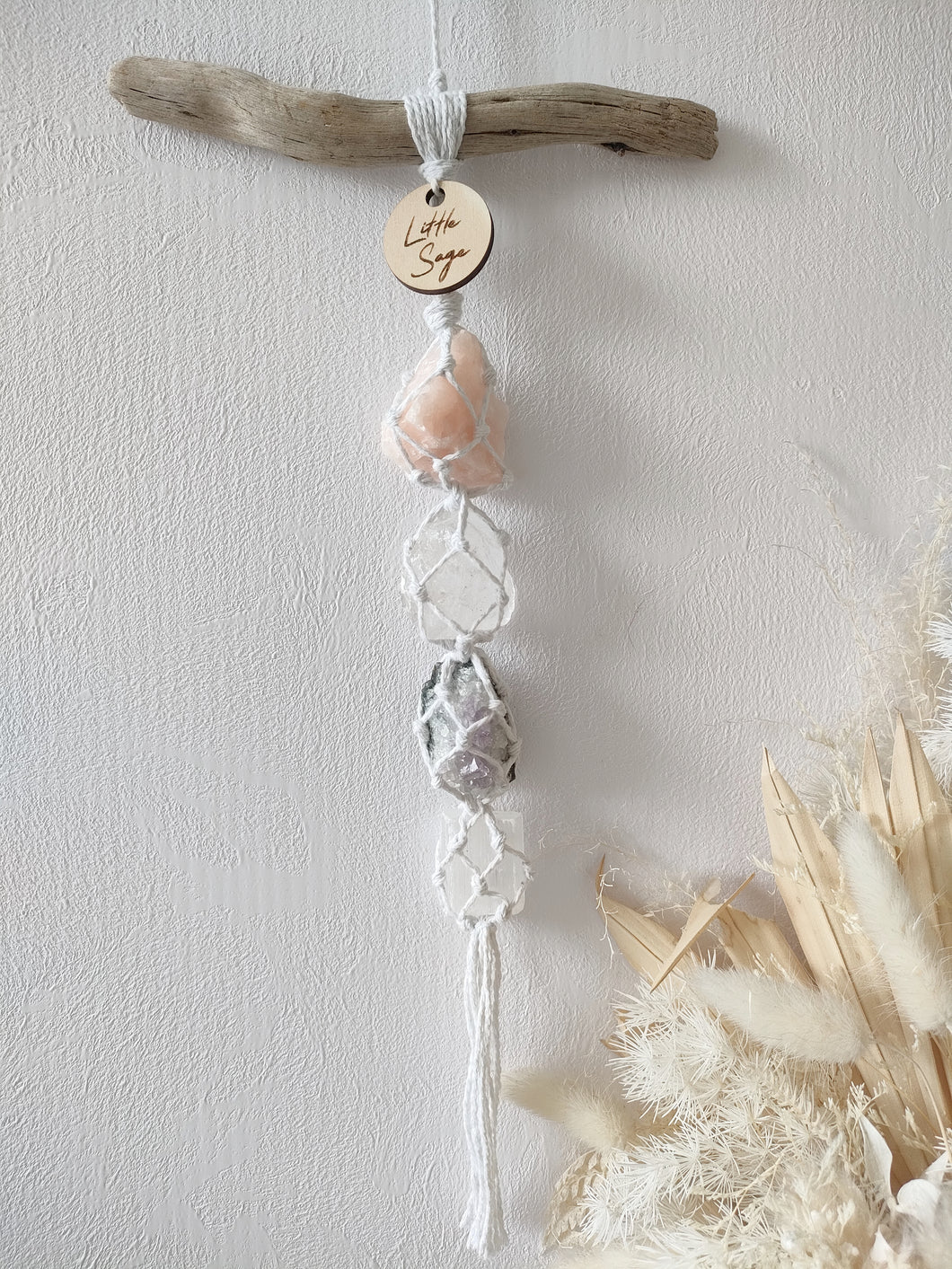 Peach Calcite - Clear Quartz - Amethyst - Selenite
